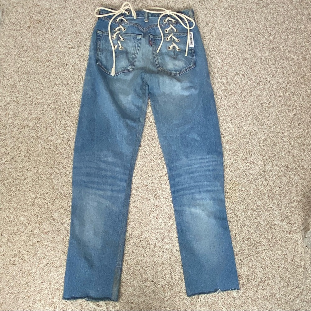 Samaria Leah reworked Levi’s custom made lace-up jeans 17007